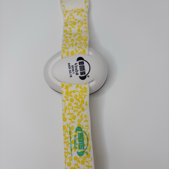 Em's 4 Bubs Yellow Floral Headband Adjustable Noise Reducing Protective Ear Muff - Picture 6 of 10